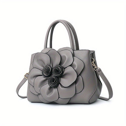 Elegant Flower Decor Tote Bag, Fashion Top Handle Satchel, Women's Casual Handbag, Shoulder Bag & Purse