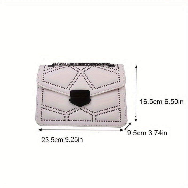 realaiot  Rivet Chain Small Crossbody Bag For Women, Classic Niche Design Shoulder Messenger Bag, Lady Luxury Handbag