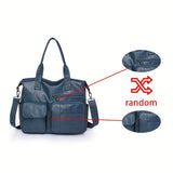 realaiot  Retro PU Leather Tote Bag, Large Capacity Crossbody Bag, Soft PU Leather Handbag For Women