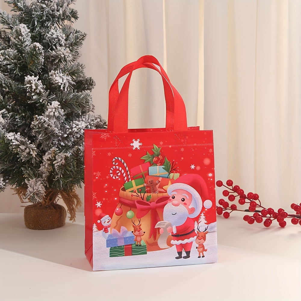 4/12pcs Large Reusable Christmas Gift Bags with Handles, Non-Woven Holiday Gift Bags, Christmas Treat Baskets & Party Supplies for New Year Gift Giving