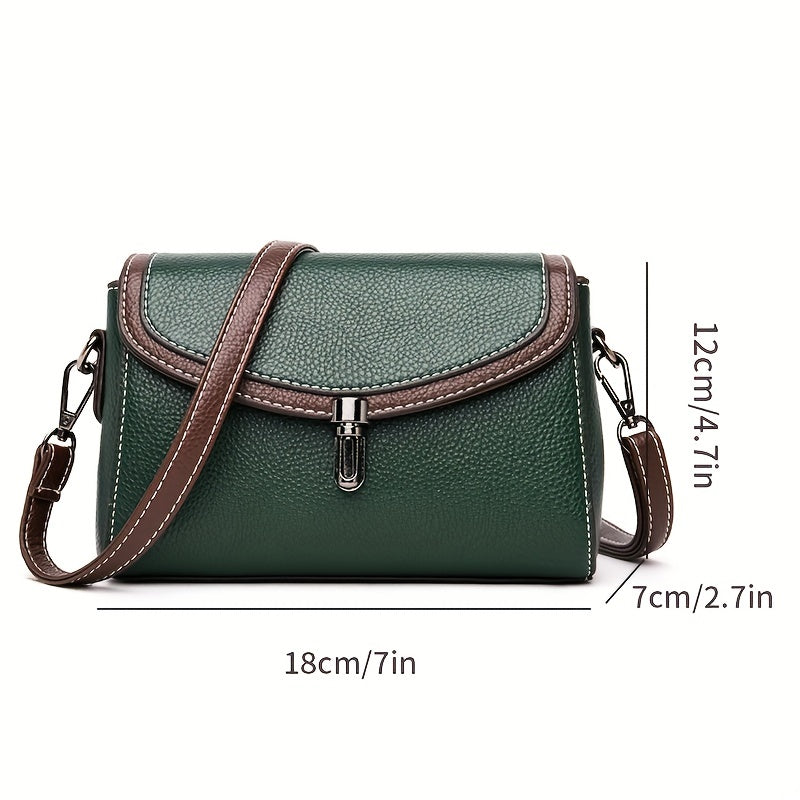 realaiot  Color Contrast Crossbody Bag, Fashion Turn Lock Flap Purse, Mini Shoulder Bag For Women