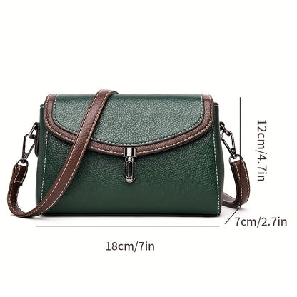 Color Contrast Crossbody Bag, Fashion Turn Lock Flap Purse, Mini Shoulder Bag For Women