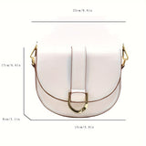 realaiot  Trendy Saddle Bag For Women, Retro PU Leather Crossbody Bag, Simple Mini Shoulder Bag & Purse