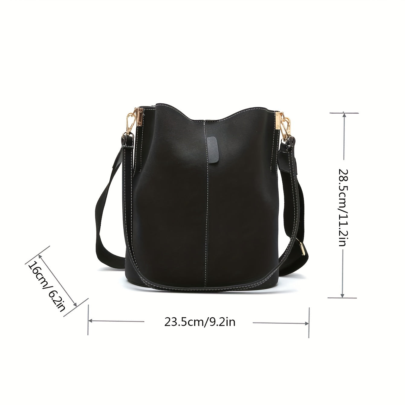 Minimalist Solid Color Bucket Abg, All-Match Classic Textured Shoulder Bag For Women