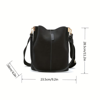 Minimalist Solid Color Bucket Abg, All-Match Classic Textured Shoulder Bag For Women