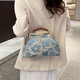 realaiot  Elegant Cheongsam Style Crossbody Bag, Shoulder Bag With Floral Print, Perfect Satchel For Every Occasion