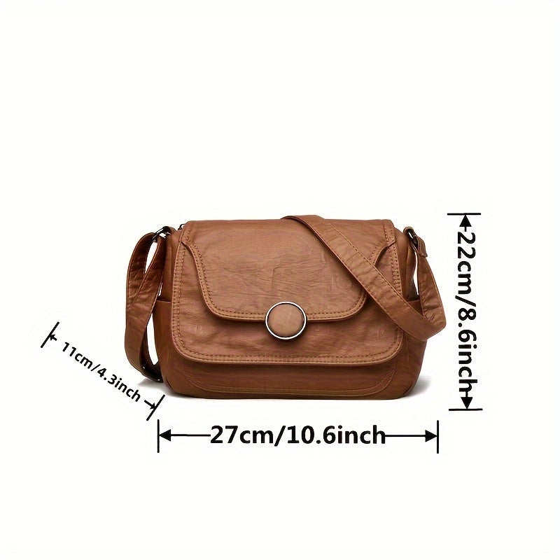 realaiot Retro Style Crossbody Bag, Faux Leather Purse Women's Trendy Casual Shoulder Bag With Adjustable Strap