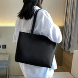 Elegant Tote Bag, Women's Trendy Black Faux Leather Shoulder Bag