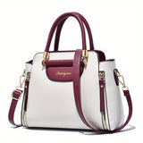 Elegant Handbag For Women, Color Contrast Crossbody Bag, Fashion Satchel Purse With Multi Pockets