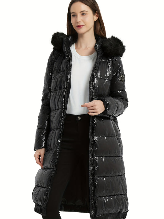 Ultra-Warm Women's Long Quilted Puffer Coat - Down Alternative Thermal Winter Parka Jacket with Hood and Windproof Function - Thicken Insulation for Extreme Cold Weather