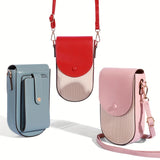 realaiot  Mini Crossbody Bag For Women, Multi Card Slots Mobile Phone Bag, Trendy Color Contrast Wallet