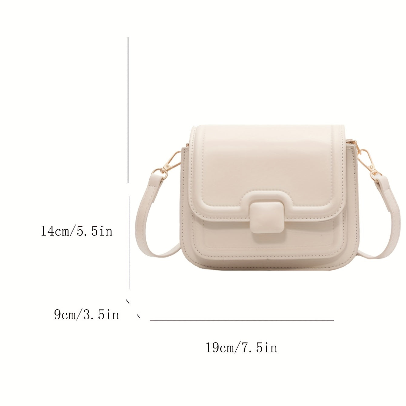 realaiot  Simple Square Crossbody Bag, Fashion Buckle Decor Flap Purse, Women's Multi Layer Shoulder Bag