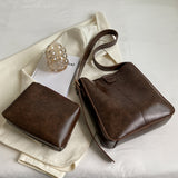 2pcs/set Fashion Vegan Tote Bag, Trendy Simple Crossbody Bag, Women's Casual Handbag, Shoulder Bag & Bucket Purse