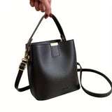 Mini Fashion Crossbody Bucket Bag, Solid Color Simple Shoulder Bag, Women's Casual Handbag & Hobo Tote Purse