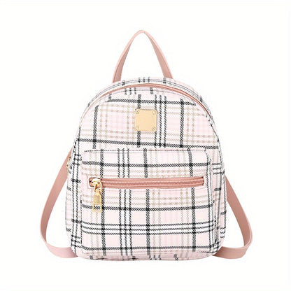 realaiot  1pc New Plaid Stylish Backpack, Multi Functional Casual Plaid Backpack, Trendy Sweet Cross Body Bag, Cute Shoulder Bag, Mobile Phone Bag, Camera Bag, Lipstick Bag (18*6*19.5) Cm