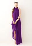 Bohemian Maxi Dress   Hot Halter Stand Collar Chiffon Sexy Dress Extra Long Formal Dress