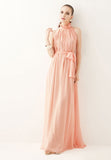 Bohemian Maxi Dress   Hot Halter Stand Collar Chiffon Sexy Dress Extra Long Formal Dress