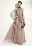 Bohemian Maxi Dress   Hot Halter Stand Collar Chiffon Sexy Dress Extra Long Formal Dress