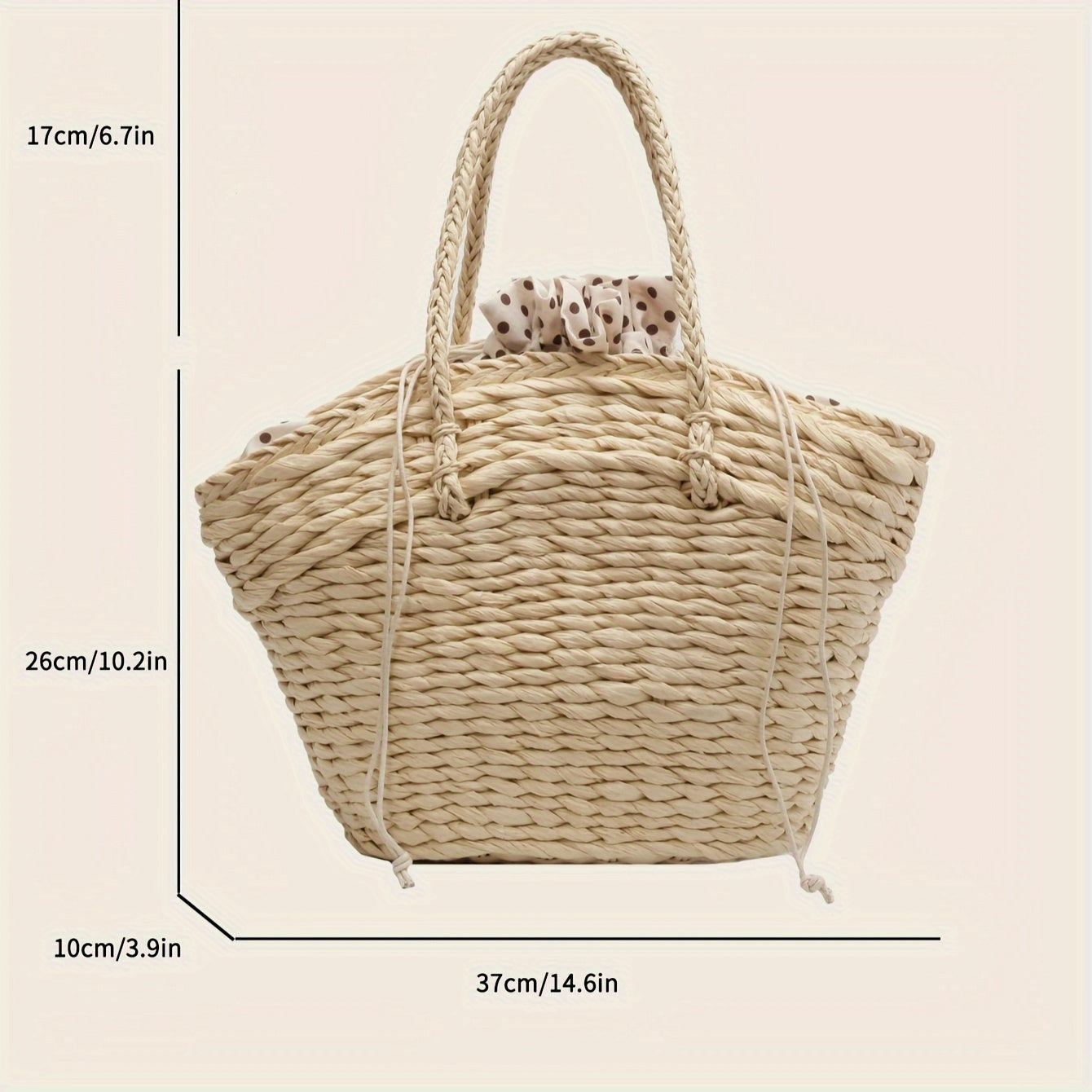 Woven Straw Tote Bag For Women, Seaside Vacation Beach Bag, Paper Straw Vegetable Basket Bag For Women