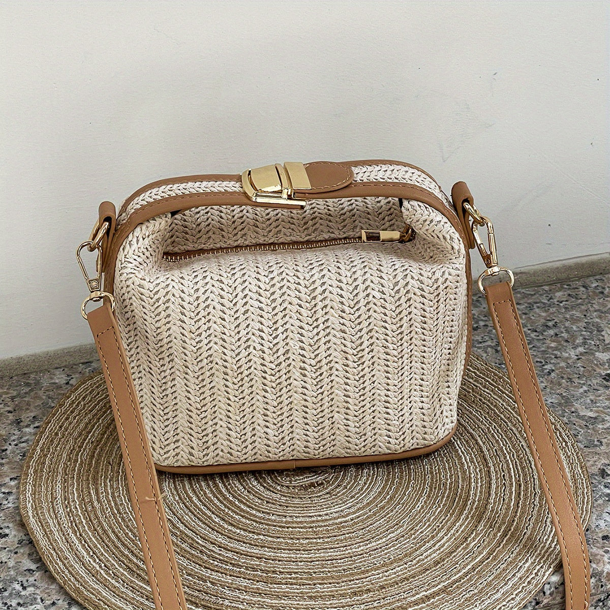 Stylish Straw Design Shoulder Bag, All-Match Satchel Bag, Casual Bag For Travel, Crossbody Bag