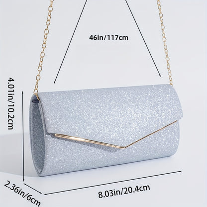 realaiot Fashionable Glitter Long Wallet, Flap Clutch Chain Bag, Women's Elegant Evening Bag For Party For Carnaval Use