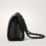 realaiot  Retro Chain Crossbody Bag, Women's Mini Shoulder Bag, Stylish Argyle Quilted Square Purse
