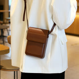 Minimalist Flap Crossbody Bag, Mini PU Leather Phone Purse, Women's Square Shoulder Bag (7.09*4.72*1.38) Inch
