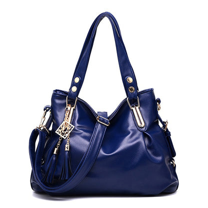 Tassel Decor Hand Bag, Large Capacity Soft Leather Shoulder Bag, Stylish Solid Color Crossbody Purse