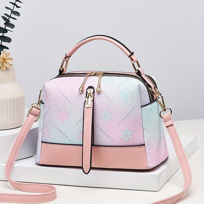 Gradient Color Handbag For Women, Fashion Rainbow Crossbody Bag, Top Handle Purse For Every Day