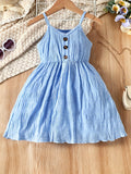 Toddler Girls Button Front Casual Cami Dress For Party Beach Vacation Kids Summer Clothes