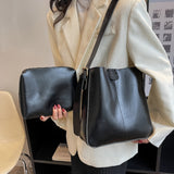 2pcs/set Fashion Vegan Tote Bag, Trendy Simple Crossbody Bag, Women's Casual Handbag, Shoulder Bag & Bucket Purse