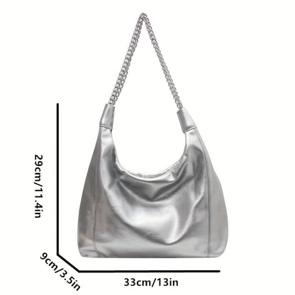 Trendy Vegan Shoulder Hobo Bag, Fashion Crescent Tote Bag, Women's Y2K Handbag & Underarm Purse