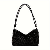 realaiot  Fashion Sequin Shoulder Bag, Trendy Glitter Underarm Bag, Women's Stylish Handbag & Purse