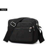 realaiot  Durable Multi-layer Zipper Crossbody Bag, Nylon Square Shoulder Bag, Perfect Messenger Bag For Daily Use