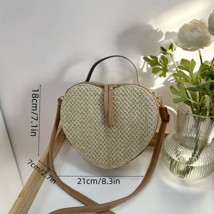 realaiot  Heart Shaped Crossbody Bag, Niche Design Top Handle Fashionable Shoulder Bag For Women Girls, Valentine's Day Gift