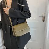 realaiot  Retro Solid Color Shoulder Bag, Women Minimalist Saddle Bag, Trendy PU Leather Crossbody Purse