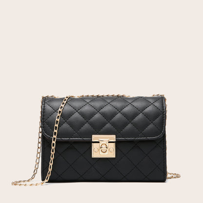 realaiot  Quilted Crossbody Bag, Fashionable Chain Clutch Bag, Shoulder Bag, Square Bag