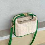 realaiot  Straw Crossbody Bag, Vacation Style Zipper Shoulder Bag With Top Handle & Removable-strap