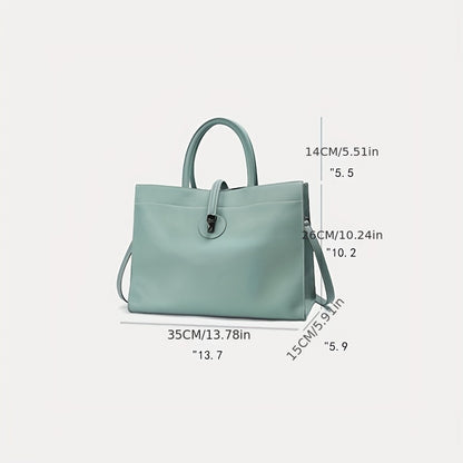 realaiot  Trendy Solid Color Classic Satchel Bag, Textured Daily Use Commuter Handbag For Women