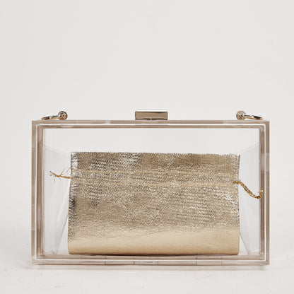 realaiot  Elegant Transparent Square Evening Bag, Classic Acrylic Dinner Bag With Insert Pouch