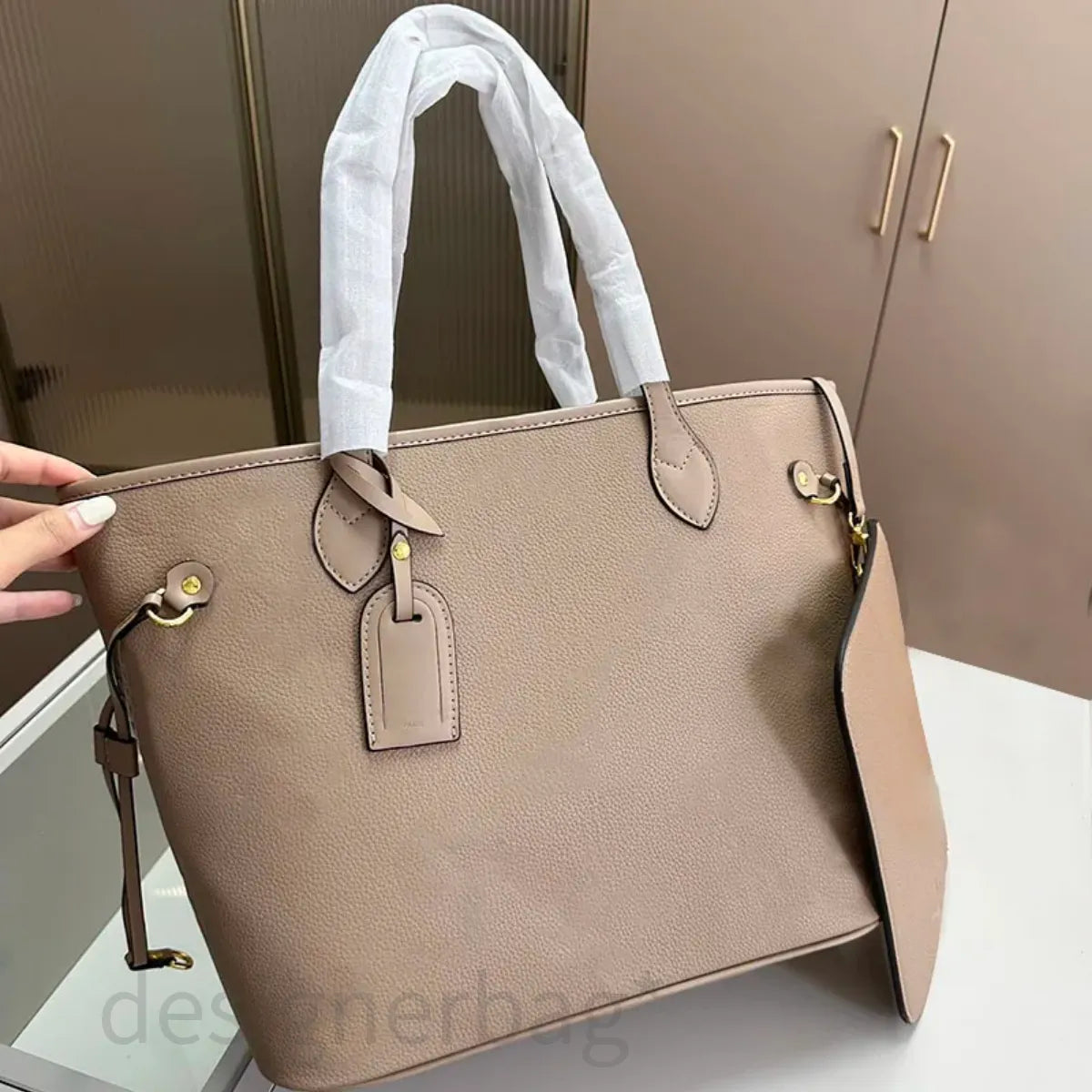 Large tote bag designer women totes shoulder bag classic genuine leather woman 3 sizes luxury handbag purse coffee Check large practical bag clutch wallet