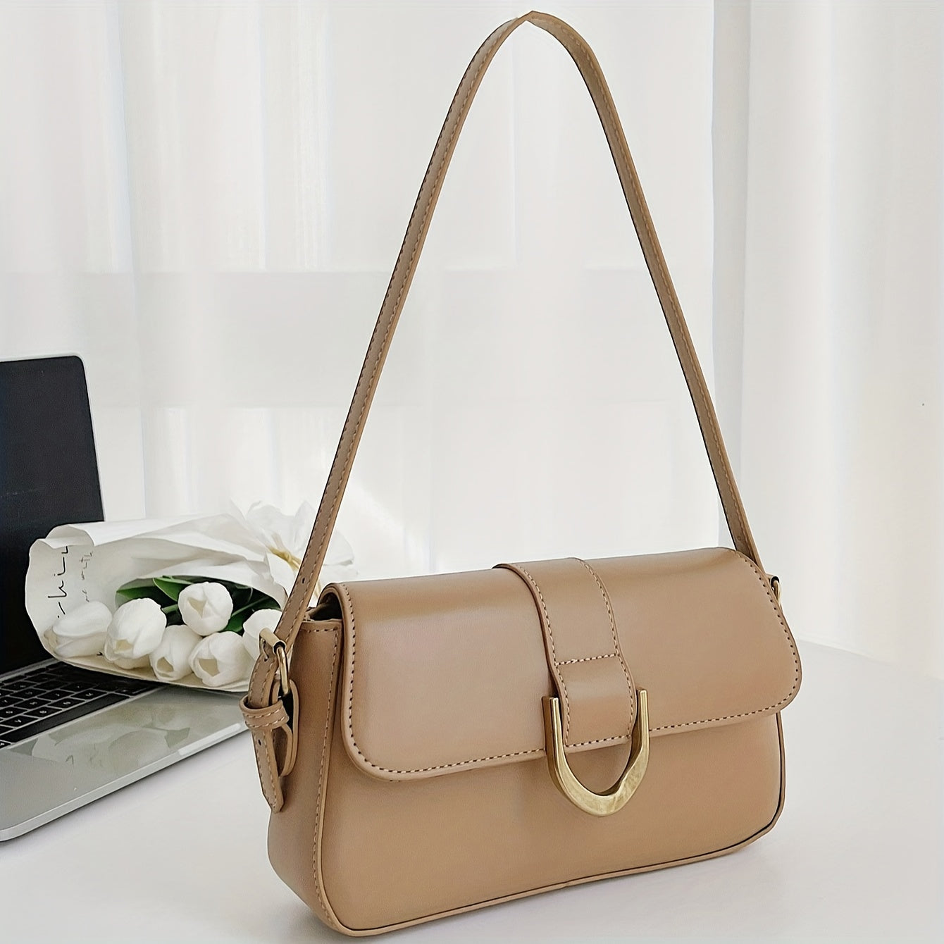 Trendy Flap Zipper Shoulder Bag, Simple Solid Color Underarm Bag, Perfect All-match Commuter Bag For Everyday Use