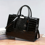 Elegant Crocodile Pattern Tote Bag, Luxury Top Handle Handbag, PU Leather Purse For Women