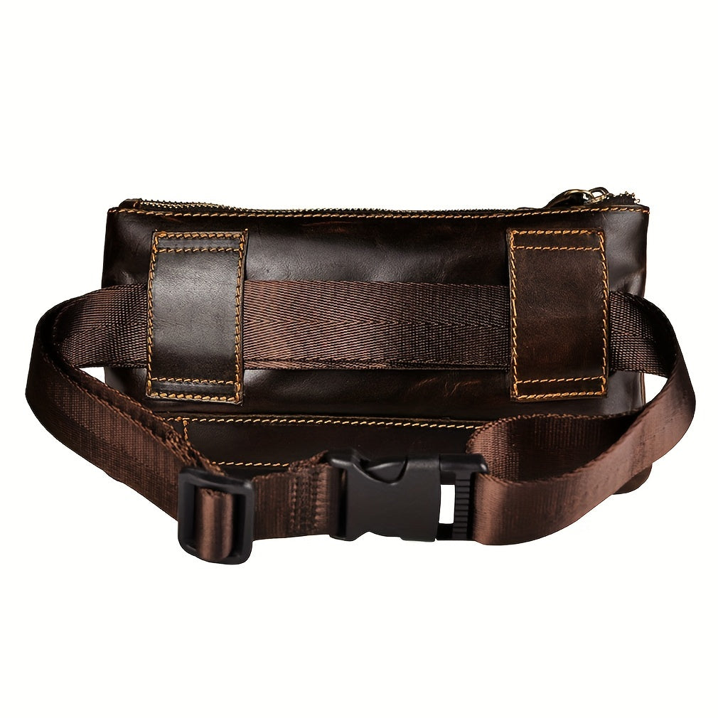 1pc Vintage Leather Waist Bag Fanny Bag For Men Women,  Bum Bag Belt Bag Slim Cell Phone Bag Coin Purse Wallet, Vintage Retro Crossbody Bag Sling Bag