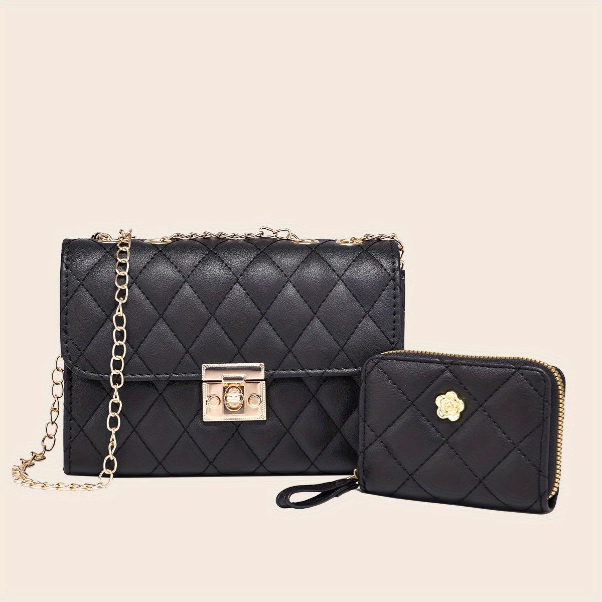 realaiot  Quilted Crossbody Bag, Fashionable Chain Clutch Bag, Shoulder Bag, Square Bag