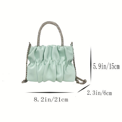 realaiot  Trendy Pleated Cloud Chain Crossbody Bag, All-match Solid Color Handbag, Perfect Shoulder Bag For Daily Use