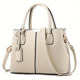 realaiot  Women's Elegant Tote Satchel Bag, Faux Leather Shoulder Bag, Versatile Handbag For Work