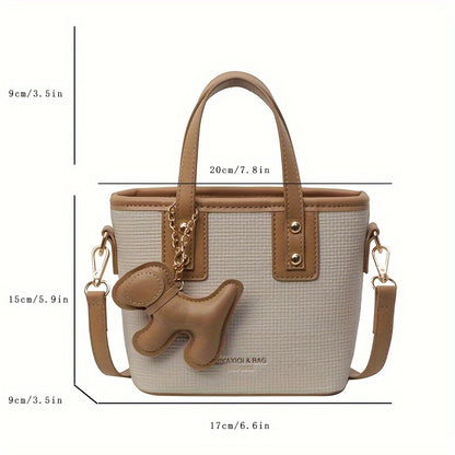 Retro Mini Handbag For Women, Colorblock Crossbody Bag, Trendy Textured Bucket Bag & Purse