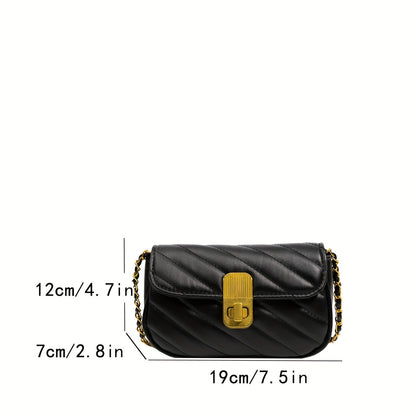 realaiot  Retro Mini Crossbody Bag, Luxury Quilted Shoulder Bag, Women's Fashion Handbag With Chain Strap