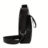 realaiot  Black Trendy Casual Square Shoulder Bag, All-Match Zipper Crossbody Purse, Outdoor Nylon Bag